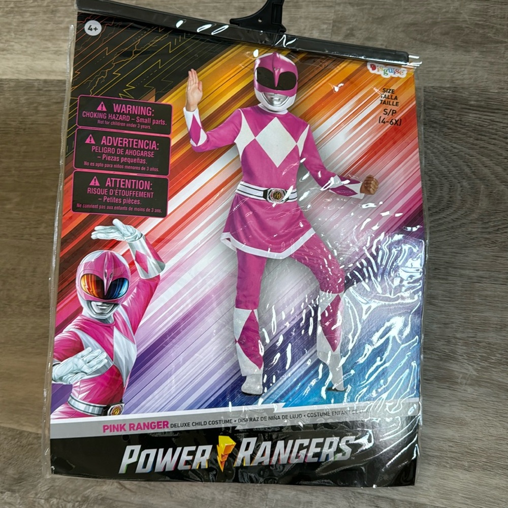 Kids pink power ranger costume size small 4-6X